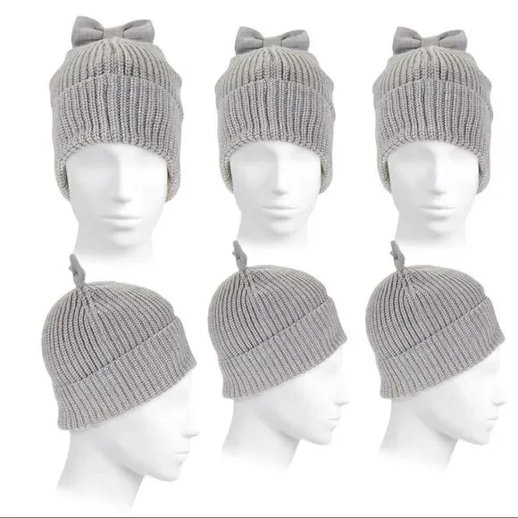 KATE SPADE 2-Piece Bow Beanie & Gloves Set gray